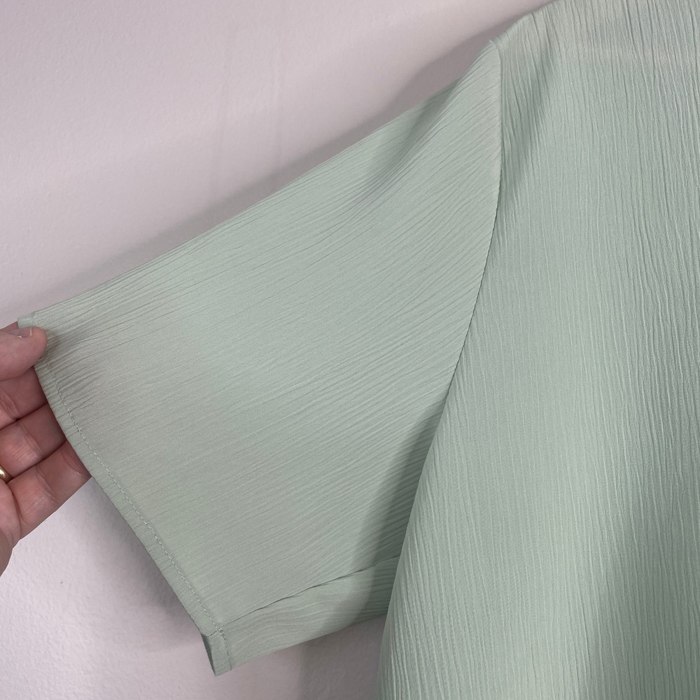 Vintage Minimalist Button Up Top Womens XLarge Sage Green Neutral Career Casual - Picture 4 of 15